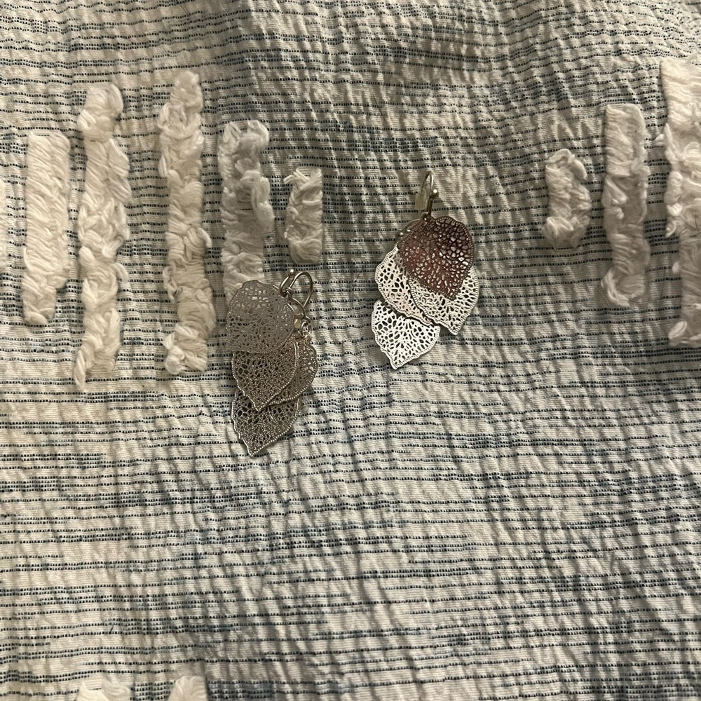 Silver Leaf Drop Earrings